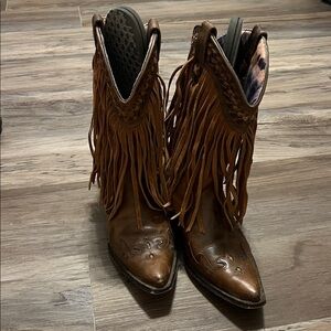Dingo Brown Fringe Heeled Boots
